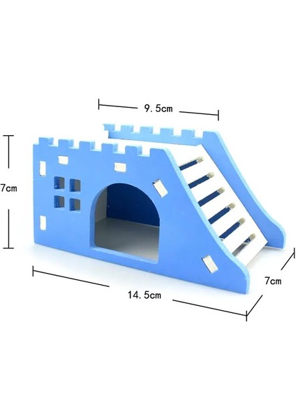 Mavi Stil Ahşap Merdiven Pet Kirpi Kale Oyuncak 14.5*7*7 cm Görüntüleme Güverte Evcil Hayvan Evi Hamster Yuva Hamster Evi Ev Hayvanı Ürünü (Yurt Dışından)