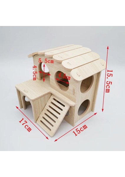 No.7 Tarzı Hamster Katı Ahşap Küçük Ev Salıncak Uyku Yuvası Tahterevalli Tahtası Altın Tel Ayı Çift Katlı Villa Hamster Oyuncak Malzemeleri (Yurt Dışından)