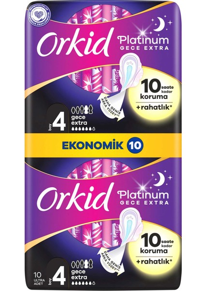 Platinum Gece Ekstra Hijyenik Ped 10 Adet Ekonomik Paket