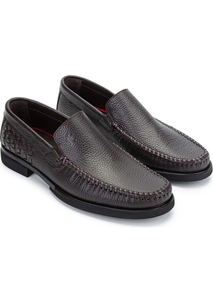 Erkek Hakiki Deri Kahverengi Loafer Ayakkabı 1008 2828 Erk Ayk Y24 Kahve Gyk