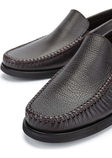 Erkek Hakiki Deri Kahverengi Loafer Ayakkabı 1008 2828 Erk Ayk Y24 Kahve Gyk