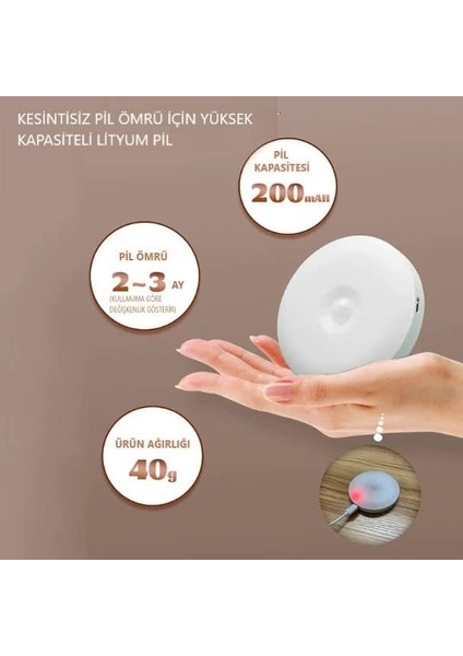 Sensörlü Şarjlı Dolap Içi Kablosuz LED Kabin Aydınlatma Cata Mıknatıslı Kabin Led Lambası