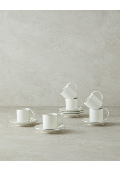 Classy Porselen 12 Parça 6 Kişilik Kahve Fincan Takımı Silver