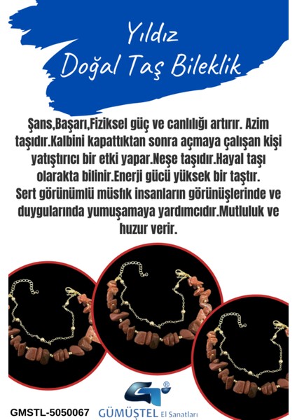 Sertifikalı Yıldız Doğal Taş Bileklik Özel Tasarım