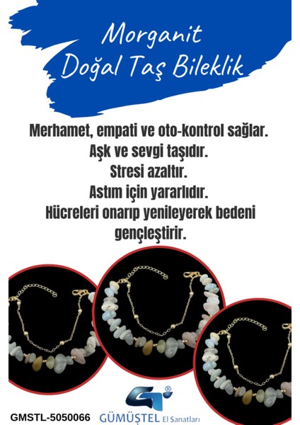 Sertifikalı Morganit Doğal Taş Bileklik Özel Tasarım