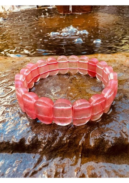 Sertifikalı Doğal Gül (Çilek) Kuvars Taşı Özel Kesim Rolex Bileklik Aaa Kalite