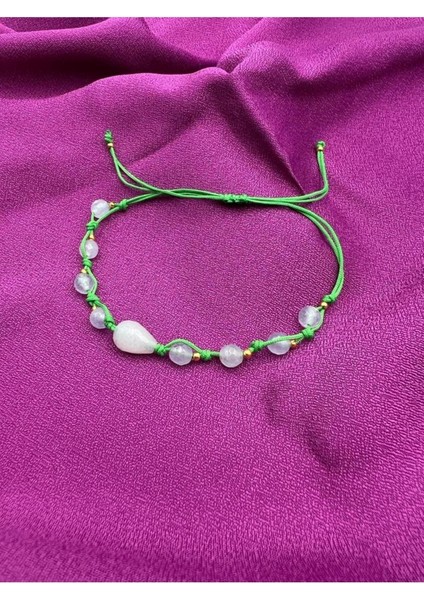 Sertifikalı Doğal Taş Tasarım Bileklik El Yapımı Asansörlü Kilit Sistemi Yeşil