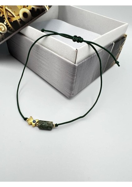 Sertifikalı Zümrüt Doğal Taş Bileklik Kelebek Obje Detaylı Makrome Örgülü Kilit El Işçiliği fırsatları