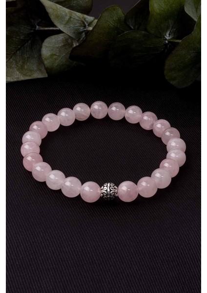 Sertifikalı Pembe Kuvars Doğal Taş Bileklik 8 mm Aaa Kalite Sürpriz