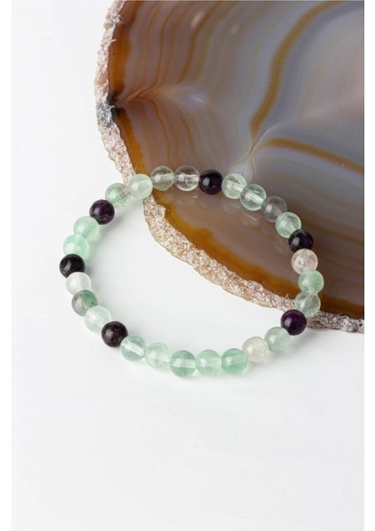 Sertifikalı Florit Doğal Taş Bileklik 6 mm