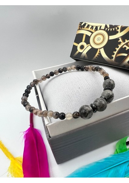 Sertifikalı Doğal Taş Jasper Akik Hematit Doğal Taş Bileklik 4&8 mm fiyatları