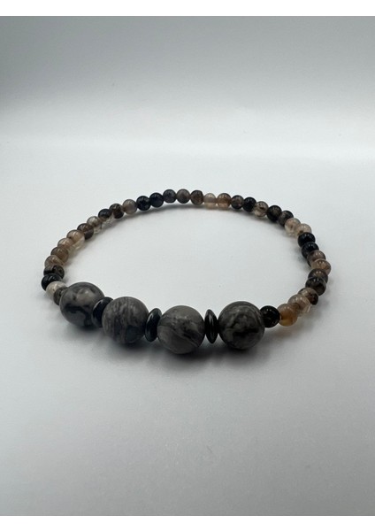Sertifikalı Doğal Taş Jasper Akik Hematit Doğal Taş Bileklik 4&8 mm modelleri