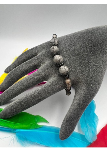 Sertifikalı Doğal Taş Jasper Akik Hematit Doğal Taş Bileklik 4&8 mm fırsatları