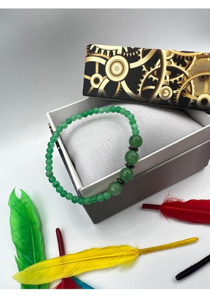 Sertifikalı Doğal Taş Aventurin Hematit Doğal Taş Bileklik 4&8 mm