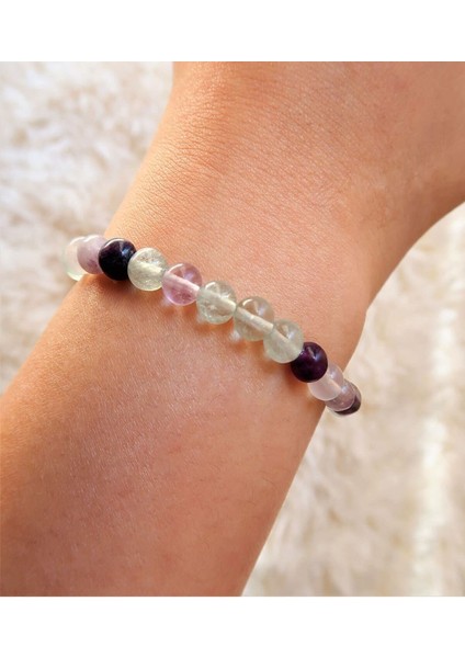 Sertifikalı Florit Doğal Taş Bileklik 8mm