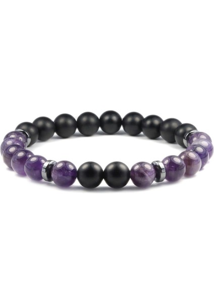 Sertifikalı Ametist Oniks Hematit Taşı Bileklik