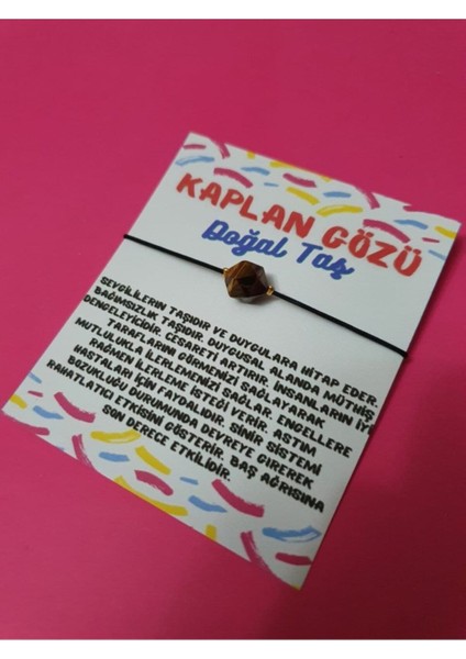 Kaplan Gözü Doğal Taş Asansörlü Ip Bileklik