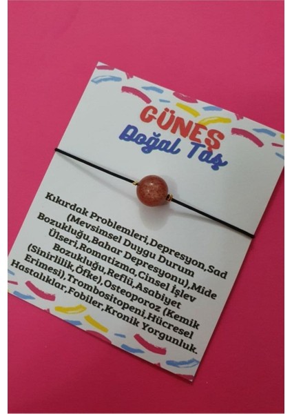 Sertifikalı Güneş Taşı Bileklik Ayarlamalı Ipli Orijinal Doğal Taş