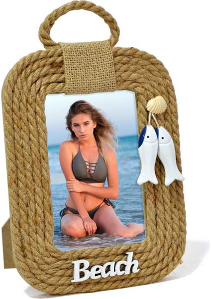Yaz Konseptli Hasır Çerçeve 10x15cm Fotoğraf Çerçevesi