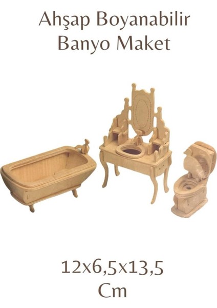 3D Boyanabilir Ahşap Yap Boz Puzzle - Ahşap 3D Banyo Maketi
