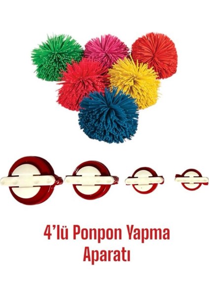 Ponpon Yapma Aparatı - 4'lü Set Ponponmatik, Ponpon Yapma Makinesi
