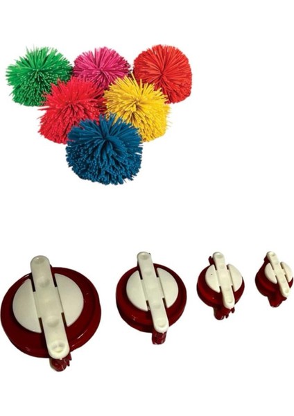 Ponpon Yapma Aparatı - 4'lü Set Ponponmatik, Ponpon Yapma Makinesi