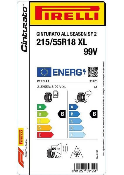 215/55 R18 99V Xl Cinturato All Seasons Sf2 Oto Dört Mevsim Lastiği (Üretim Yılı: 2024) fiyatları
