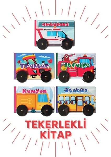 Tekerlekli Kitaplar Ambulans - Traktör - İtfaiye - Kamyon - Otobüs 5 Kitap