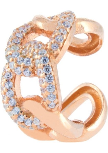 925 Ayar Gümüş Zirkon Taşlı Örme Kıkırdak Küpe