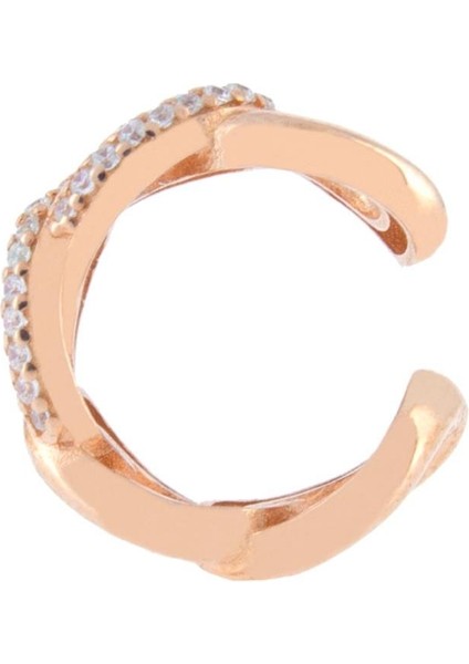 925 Ayar Gümüş Zirkon Taşlı Örme Kıkırdak Küpe modelleri