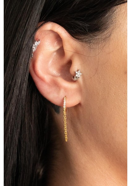 925 Ayar Gümüş Zincir Detaylı Tasarım Küpe modelleri