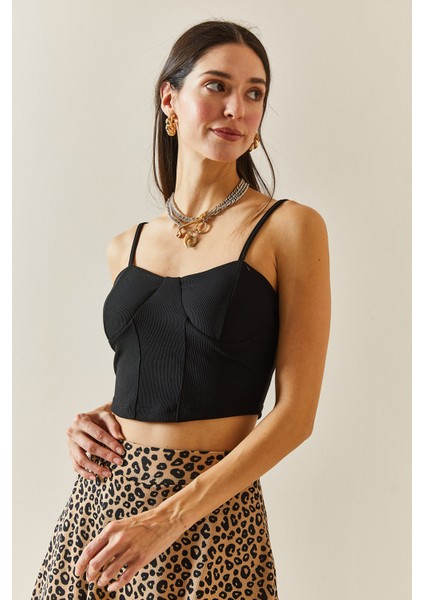 Siyah Balenli & Askılı Crop Bluz 5YXK2-48340-02 modelleri