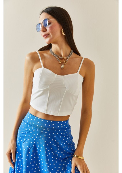 Beyaz Balenli & Askılı Crop Bluz 5YXK2-48340-01 fırsatları