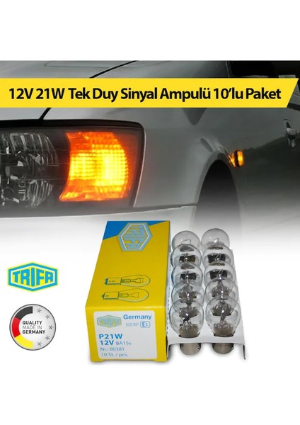 12V 21W Tek Duy Sinyal Ampulü Trifa 10'lu Paket 00381