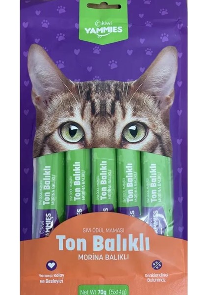 Kiwi Yammies KYCC-50353 5'li Ton Balıklı Morina Balığı Sıvı Kedi Ödül Maması