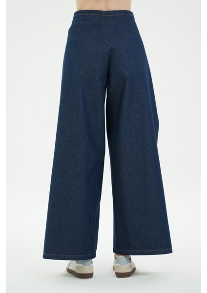 Koyu Mavi Beli Bağlamalı Kruvaze Jean Şalvar C 4936-006 fırsatları