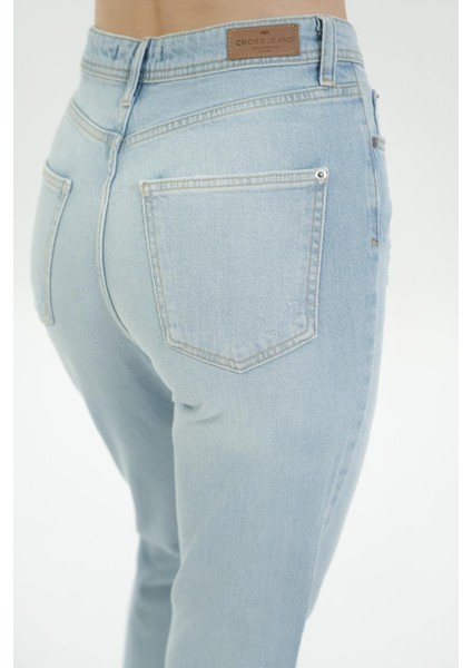 Açık Mavi Slim Straight Paçası Yırtmaçlı Patı Fermuarlı Jean Pantolon C 4556-013 indirimleri