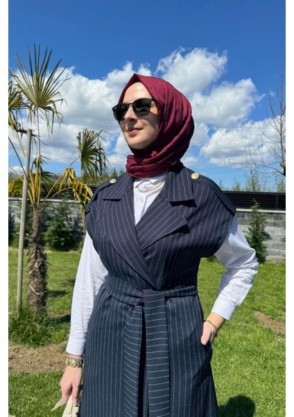 Apoletli Çizgili Takım Lacivert