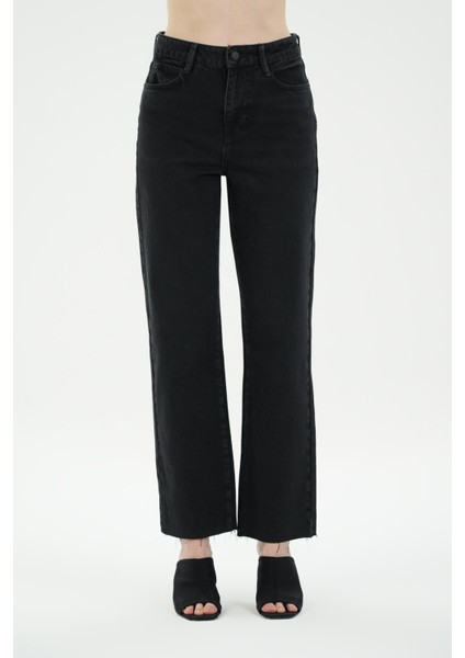 Diana Antrasit Yüksek Bel Patı Fermuarlı Paçası Kesikli Dad Straight Fit Jean Pantolon C 4517-102 fiyatları