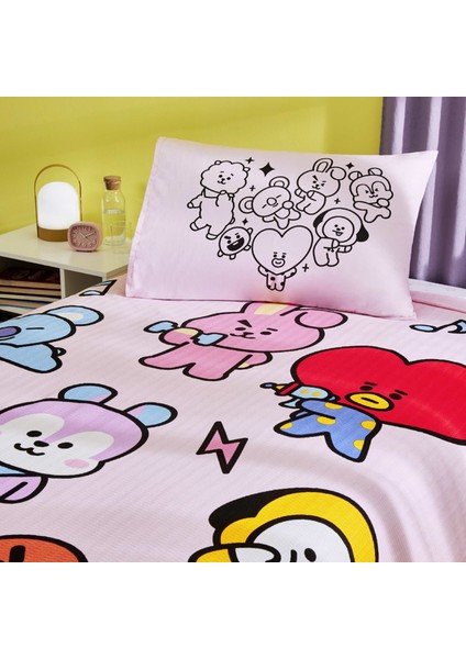 Lisanslı BT21 Tek Kişilik Pamuk Pike Takımı fiyatları