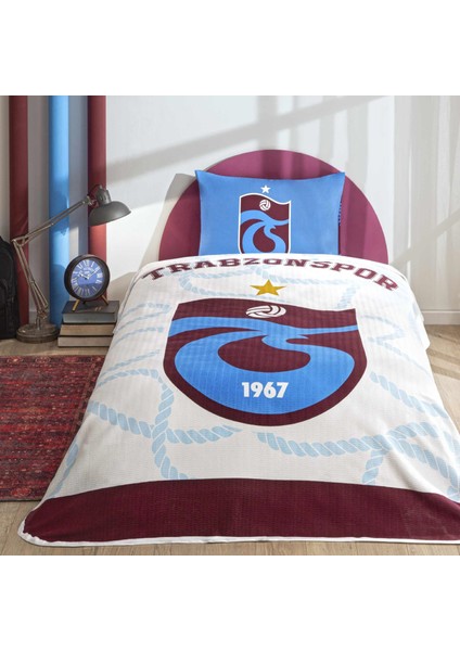 Lisanslı Trabzonspor Mavi Tek Kişilik Pamuk Pike Takımı