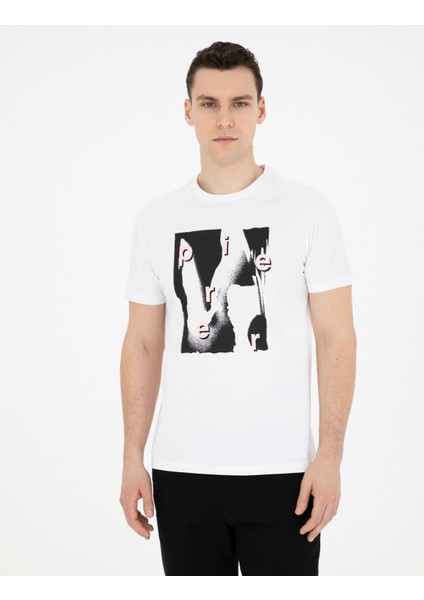 Erkek Beyaz Slim Fit Tişört 50282065-VR013 modelleri