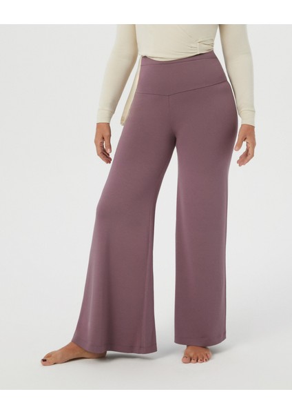 Kadın Lila Flow Şortlu Pantolon - Çift Kat Korsajlı, İç Şort Katmanlı, Bol Paça, Normal Bel, Yoga, Yoga, Pilates ve Günlük Aktiviteler İçin Rahat ve Şık Pantolon