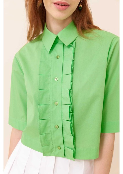 Poplin Gömlek Yeşil Y2413549_012