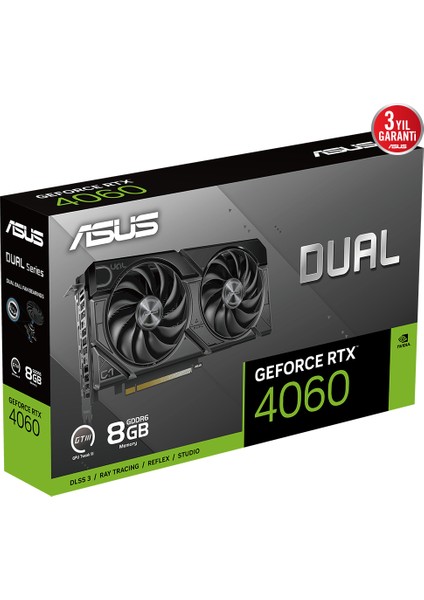 DUAL-RTX4060-8G-EVO Nvıdıa Geforce Rtx 4060 8gb Gddr6 128BIT 2505MHZ HDMI 3xdp Dlss3 Ekran Kartı