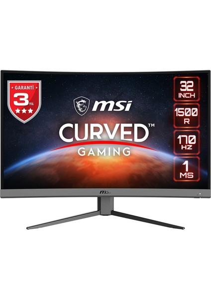 31.5" G32C4 E2 1920x1080 (FHD) 16:9 CURVE 1500R VA 170HZ 1MS FREESYNC PREMIUM GAMING MONITOR