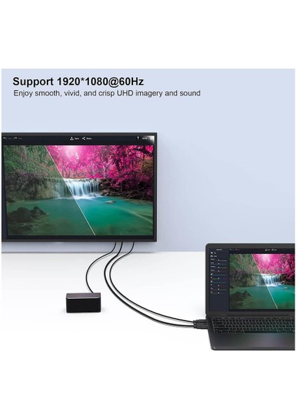 - HDMI To VGA Kablo 3.5mm Ses ve USB Güç Destekli - 1080P - 2 Metre