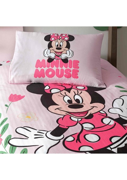 Lisanslı Minnie Mouse Golden Tek Kişilik Pamuk Pike Takımı