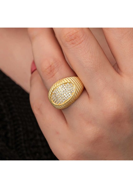 Gümüş Gold Zirkon Taşlı Kadın Yüzük modelleri