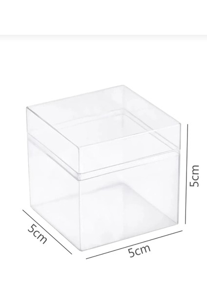 Özel Tasarım Kare Kapaklı Mika Kutu 5X5X5 cm 24 Adet, Jel Mum Kutusu, Mini Bub